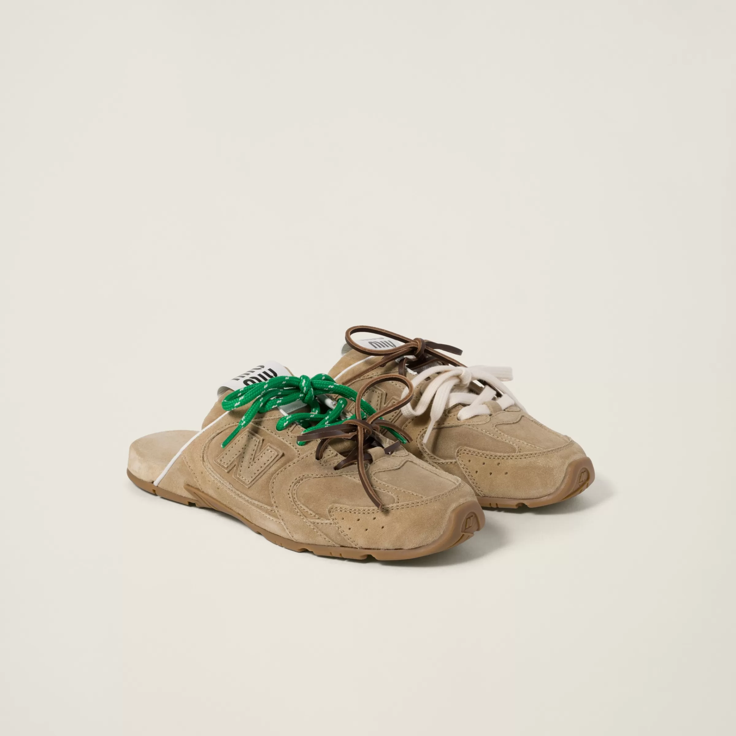 Miu Miu Sabot New Balance X 530 SL in scamosciato délavé Ecru Flash Sale