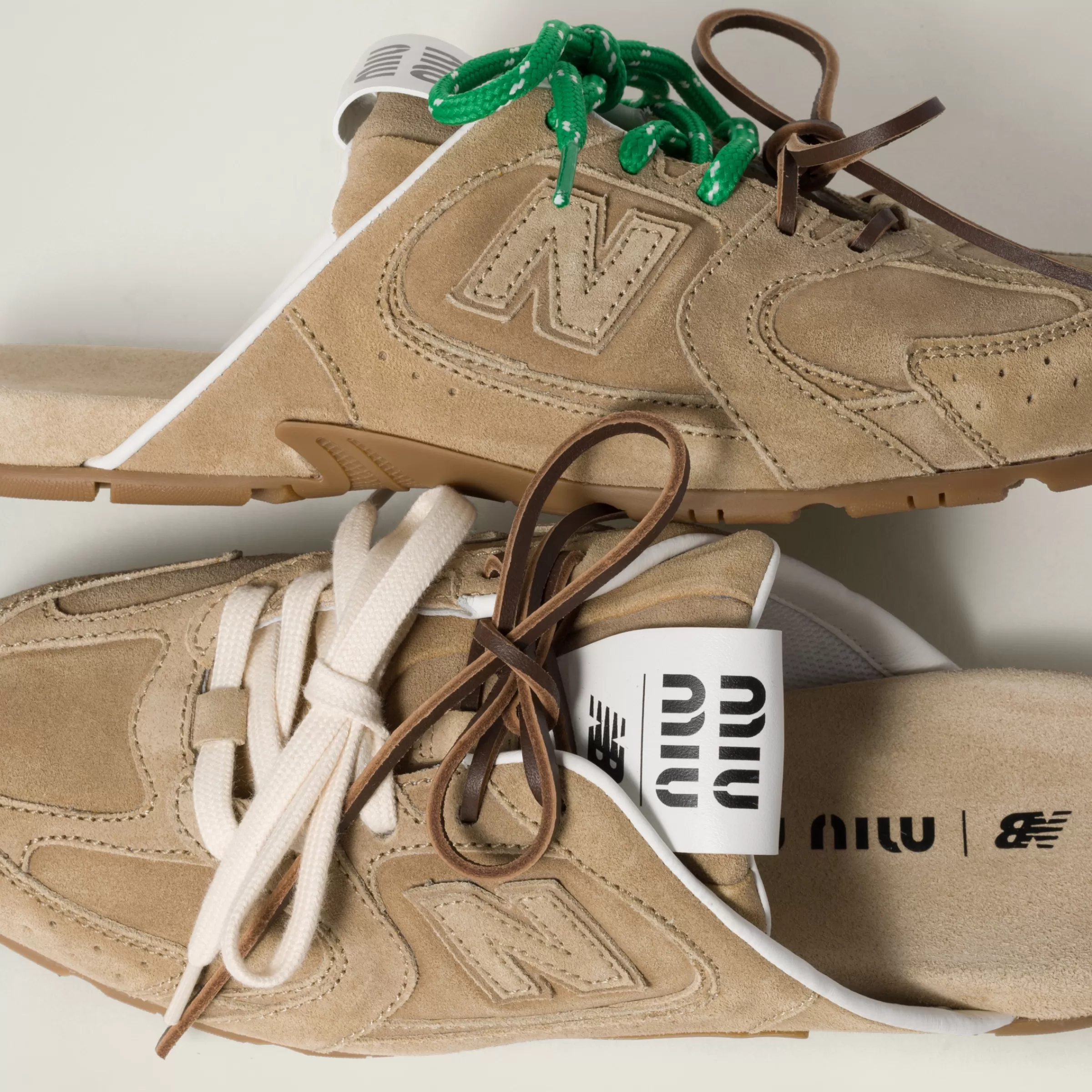 Miu Miu Sabot New Balance X 530 SL in scamosciato délavé Ecru Flash Sale