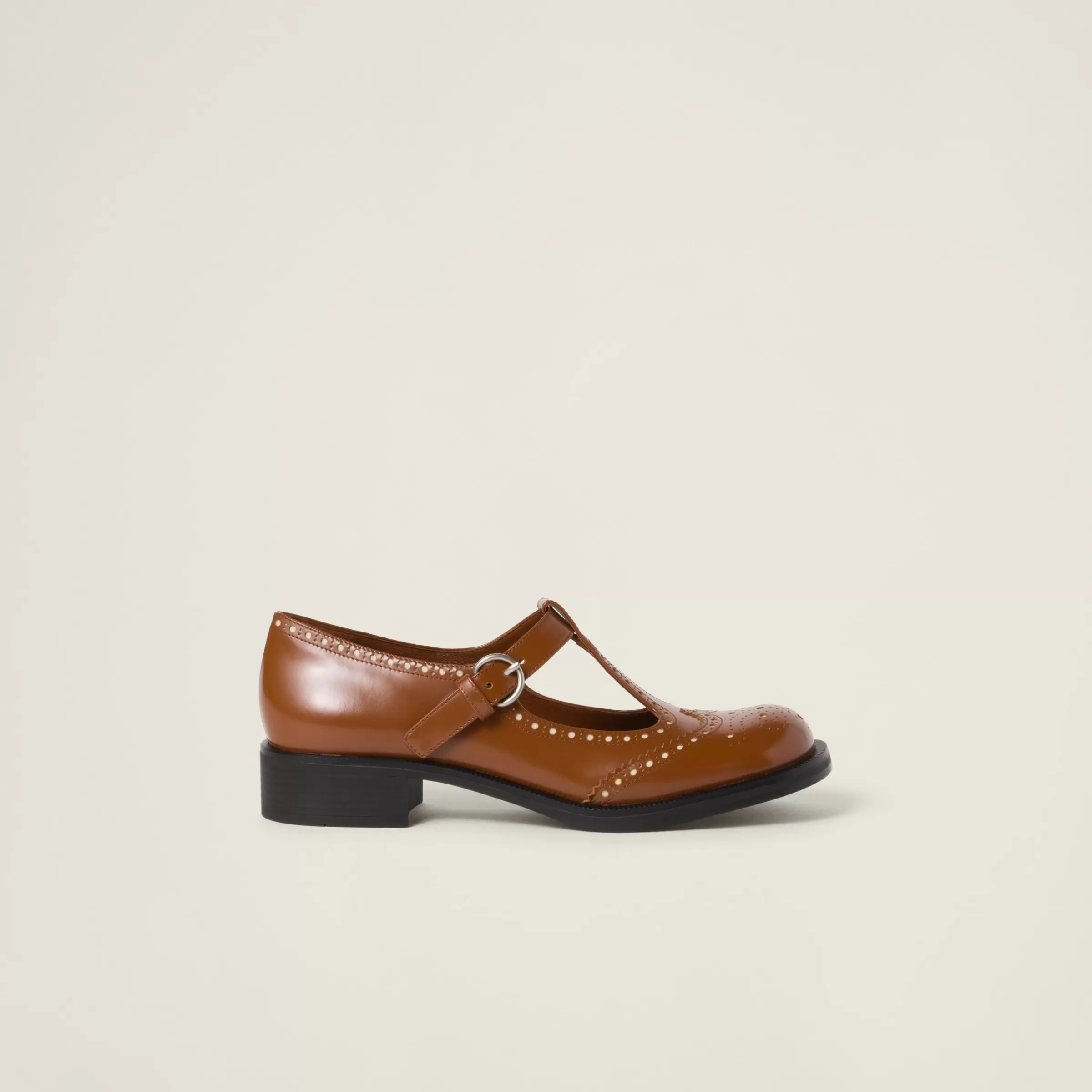 Miu Miu Scarpe Brogue in pelle spazzolata TABACCO+AVORIO Flash Sale