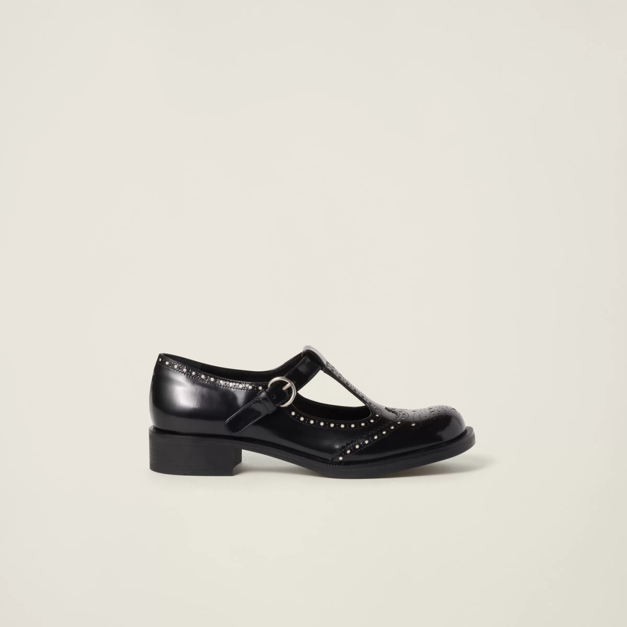 Miu Miu Scarpe Brogue in pelle spazzolata Nero/Avorio Cheap