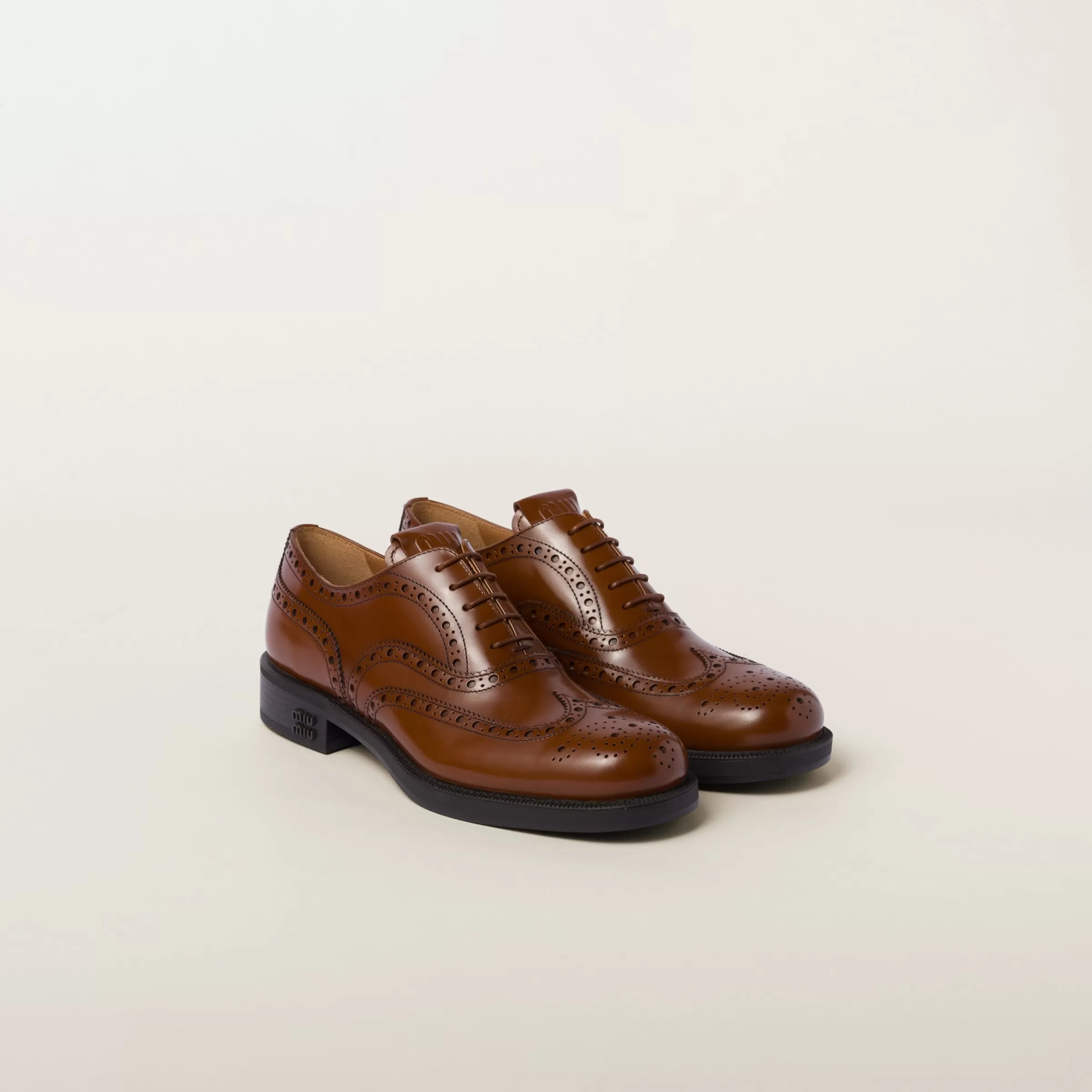 Miu Miu Scarpe Oxford Brogue Church's X in pelle spazzolata Tabacco Clearance