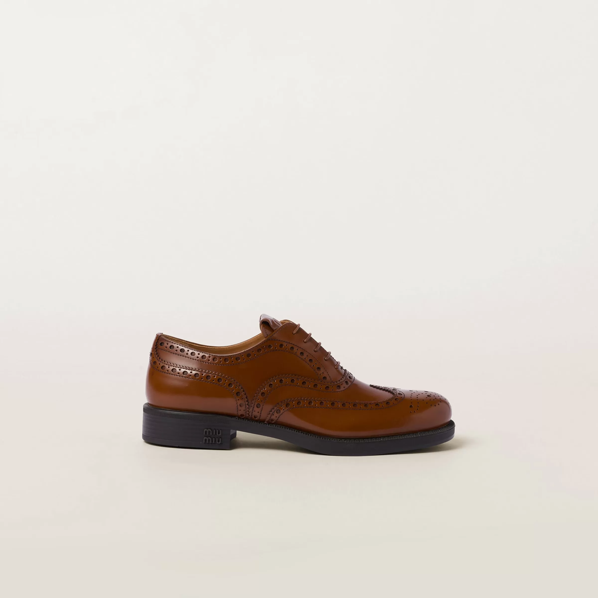Miu Miu Scarpe Oxford Brogue Church's X in pelle spazzolata Tabacco Clearance