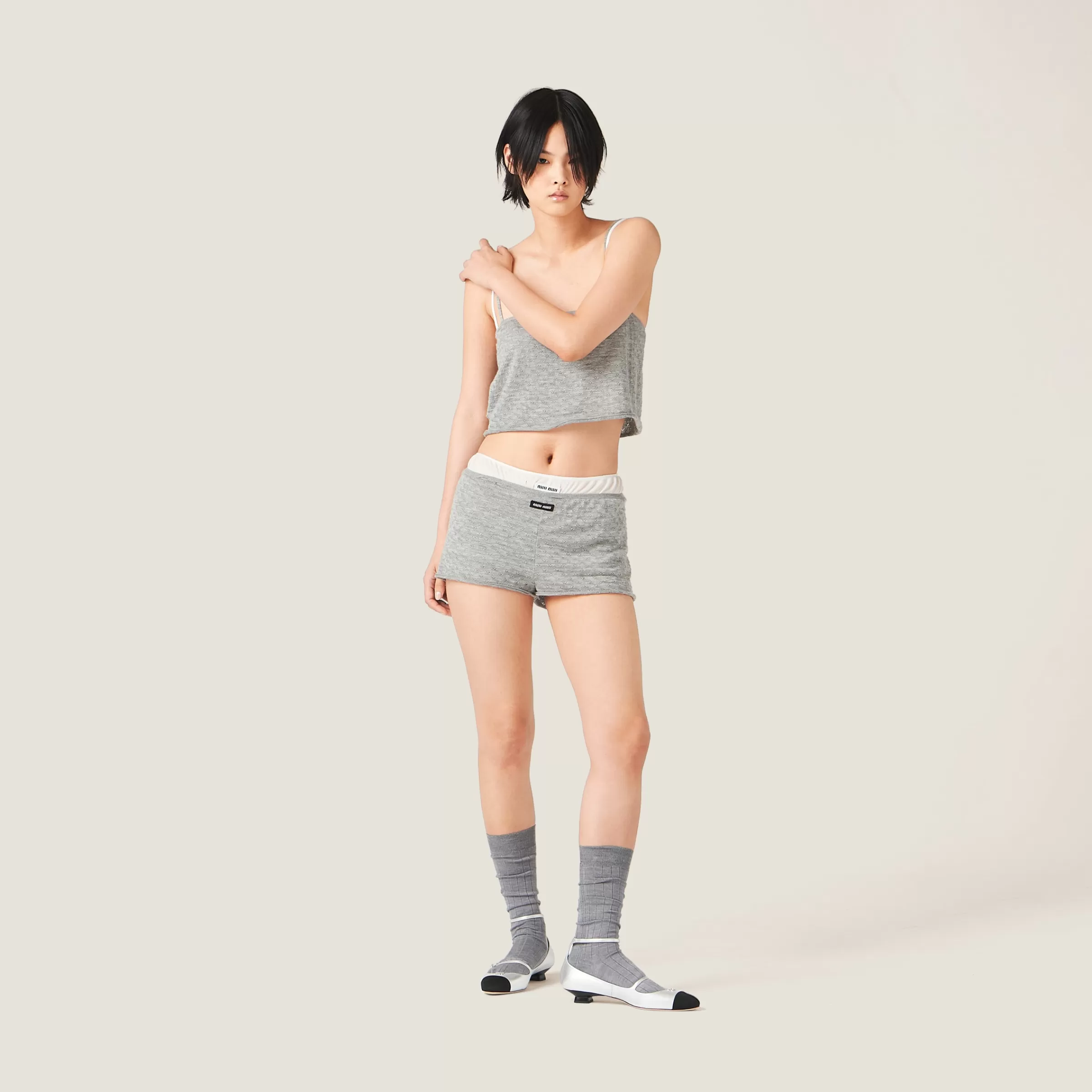 Miu Miu Shorts in cashmere e seta Grigio Shop