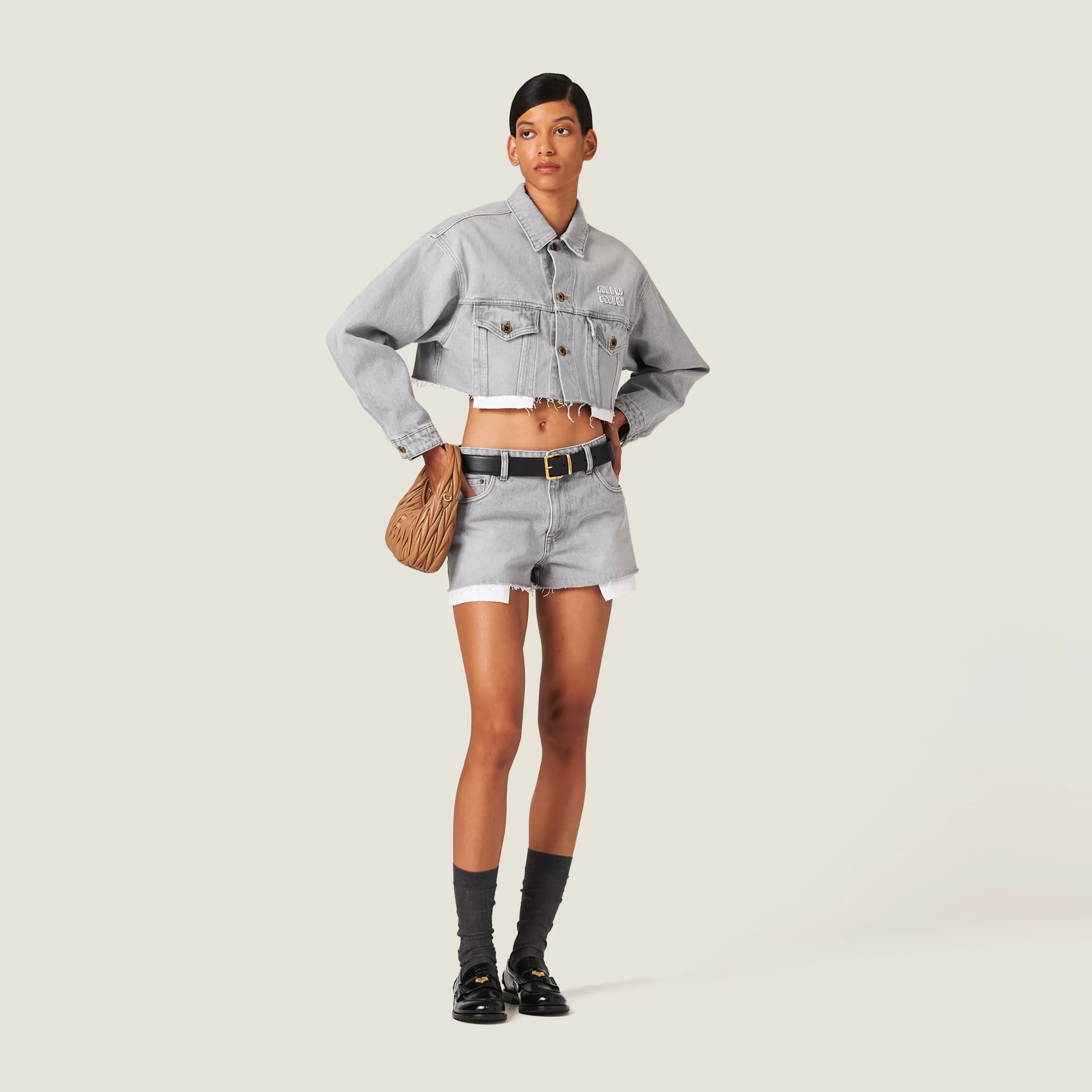 Miu Miu Shorts in denim Grigio Store