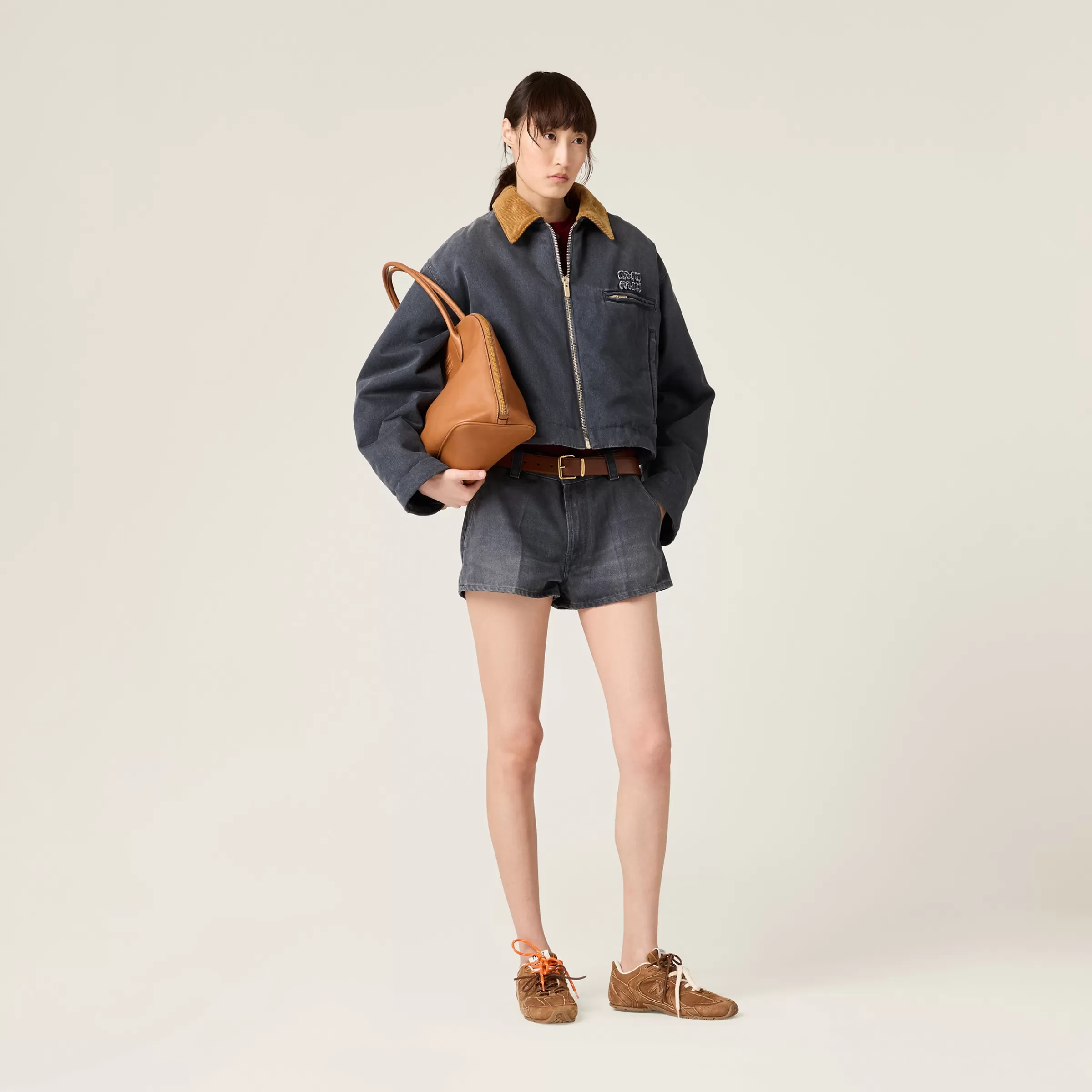Miu Miu Shorts in drill washed Grigio Best