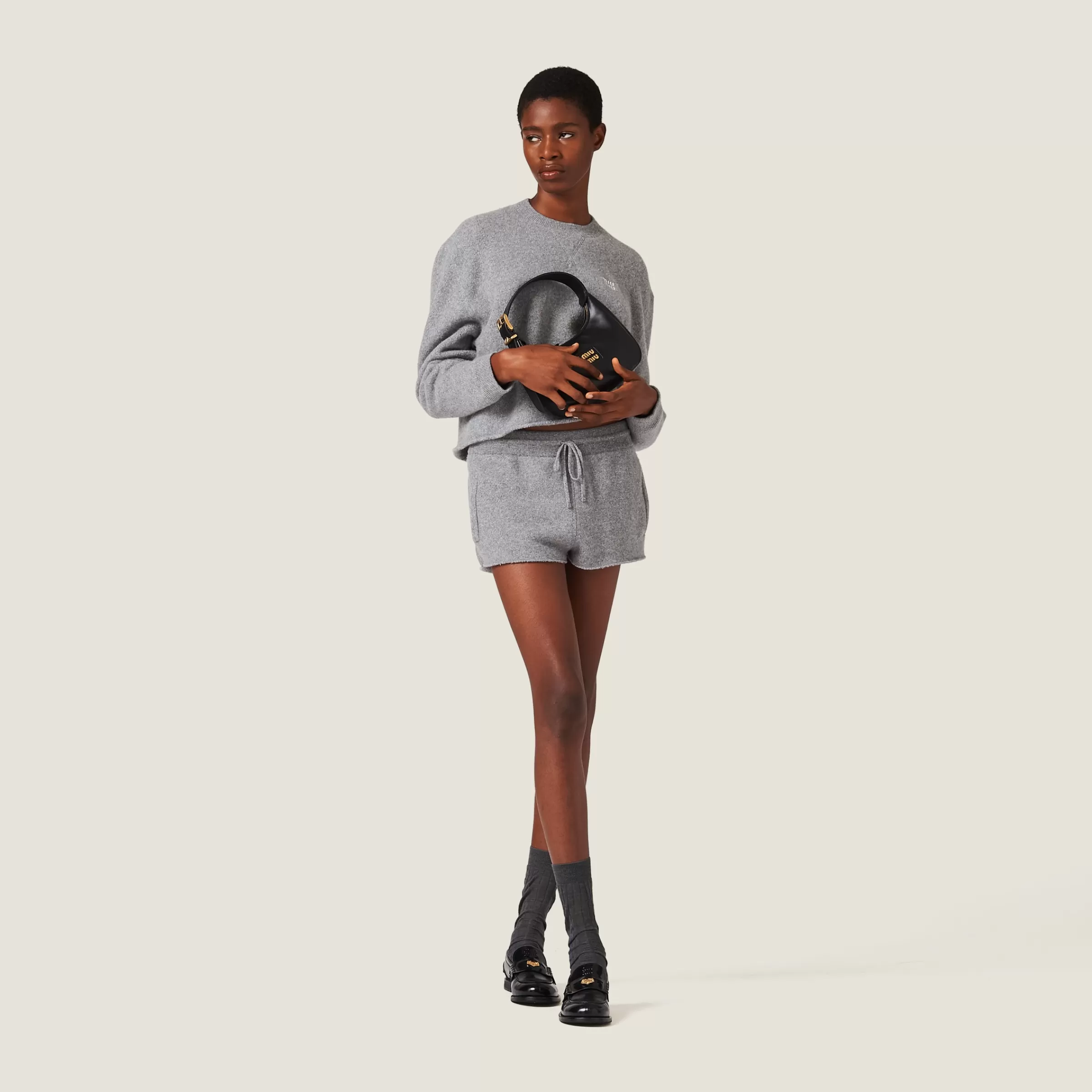Miu Miu Shorts in lana e cashmere Grigio Cheap