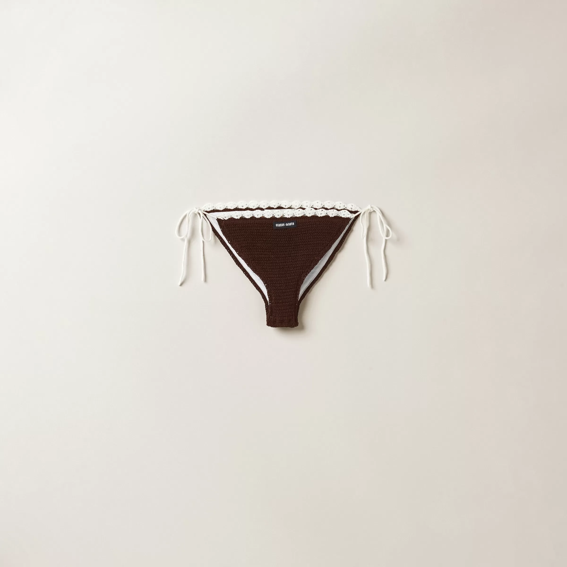 Miu Miu Slip in cotone con logo Cacao Cheap