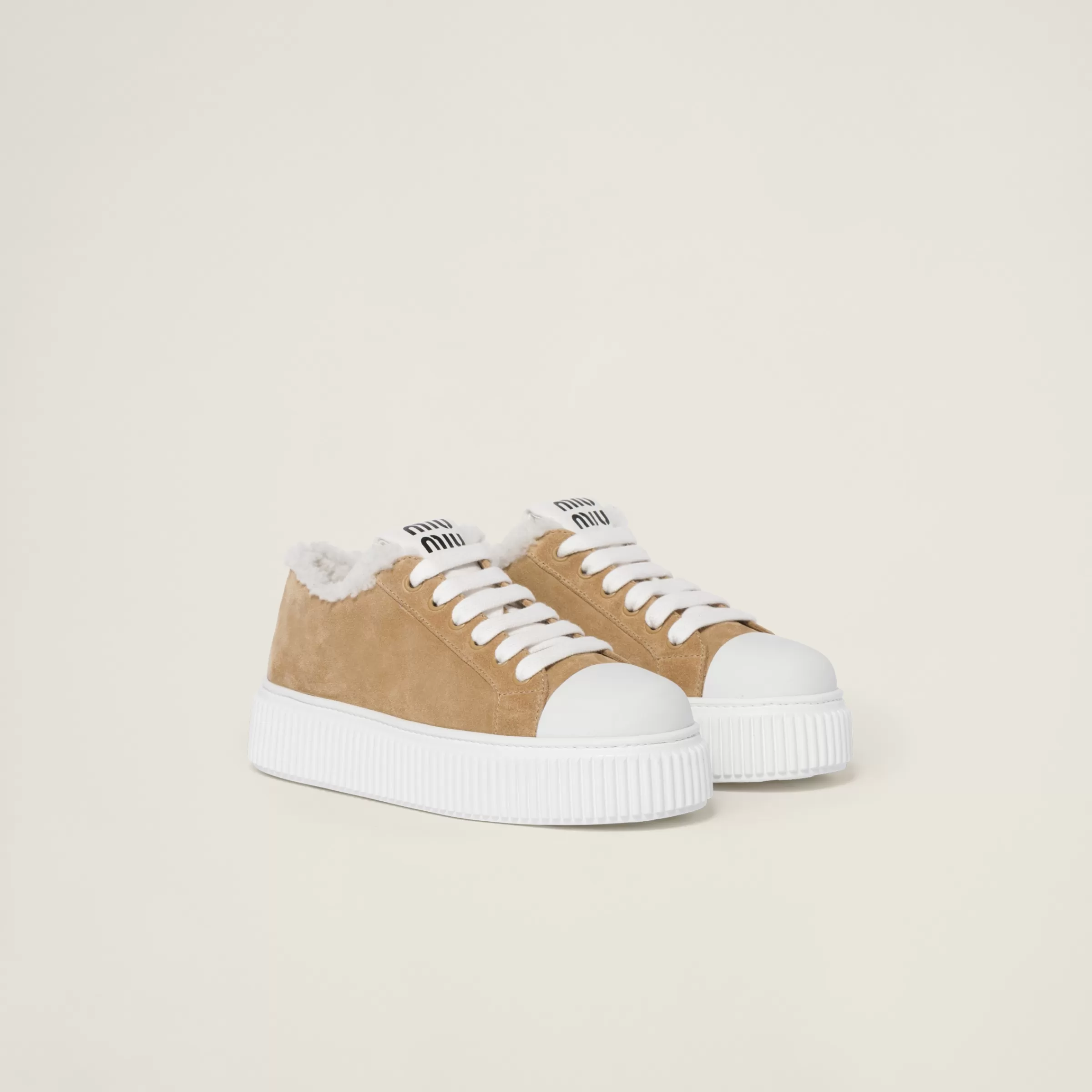 Miu Miu Sneakers in pelle scamosciata Ecru Online