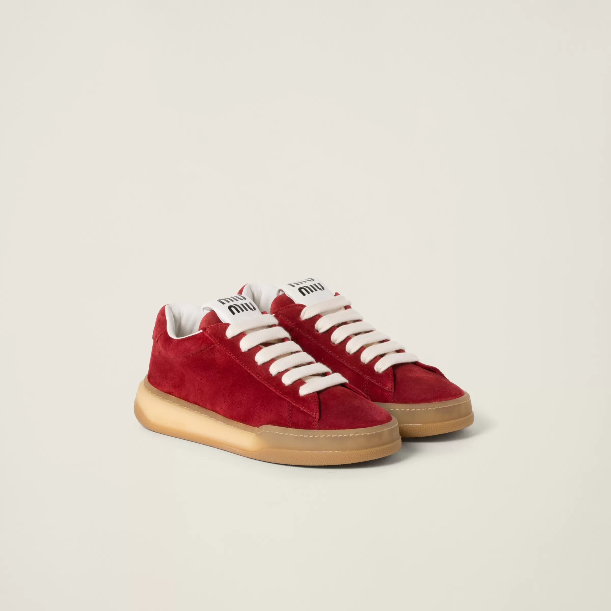 Miu Miu Sneakers in pelle scamosciata decolorata Scarlatto Online