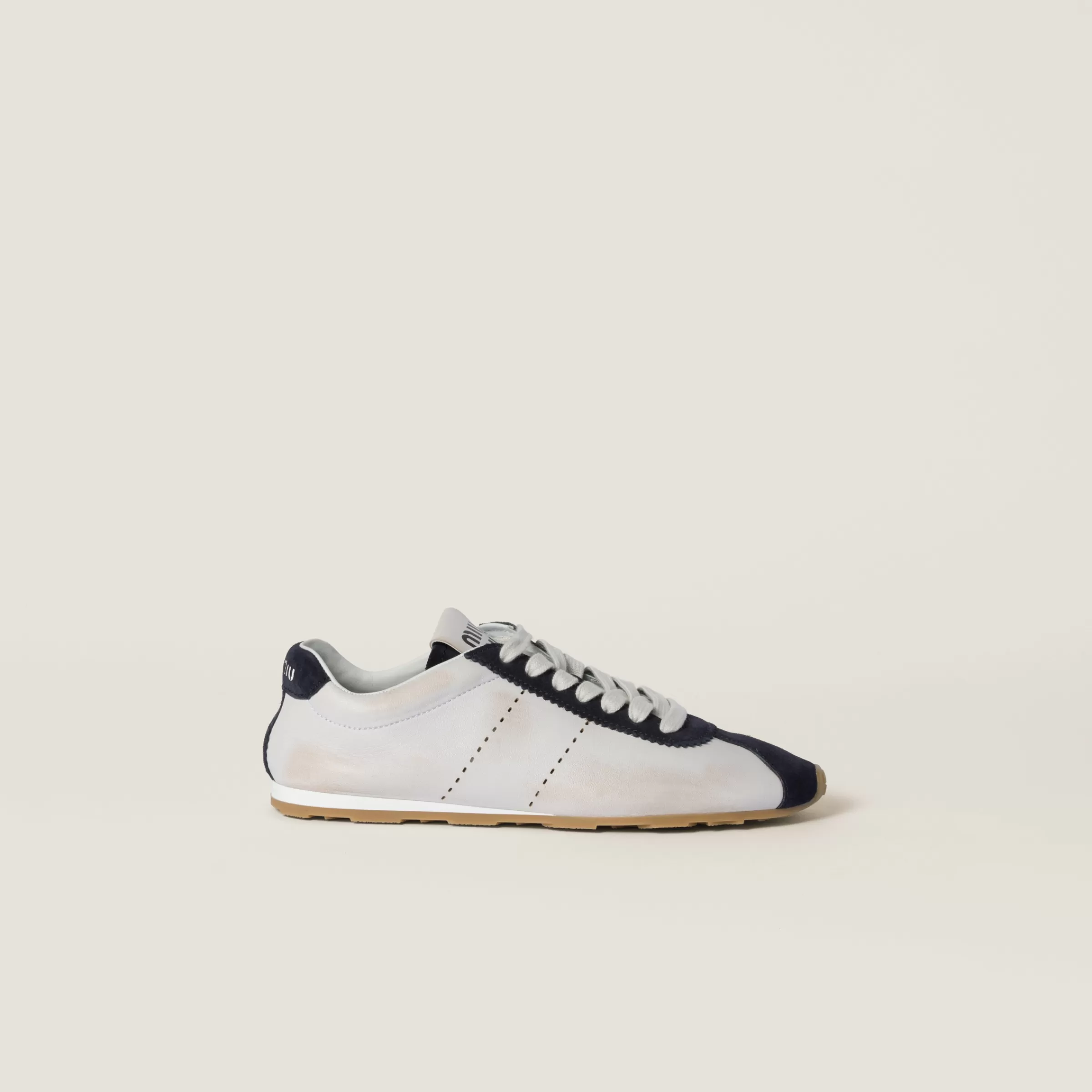 Miu Miu Sneakers Plume in nappa e scamosciato Bianco/Blu Best Sale