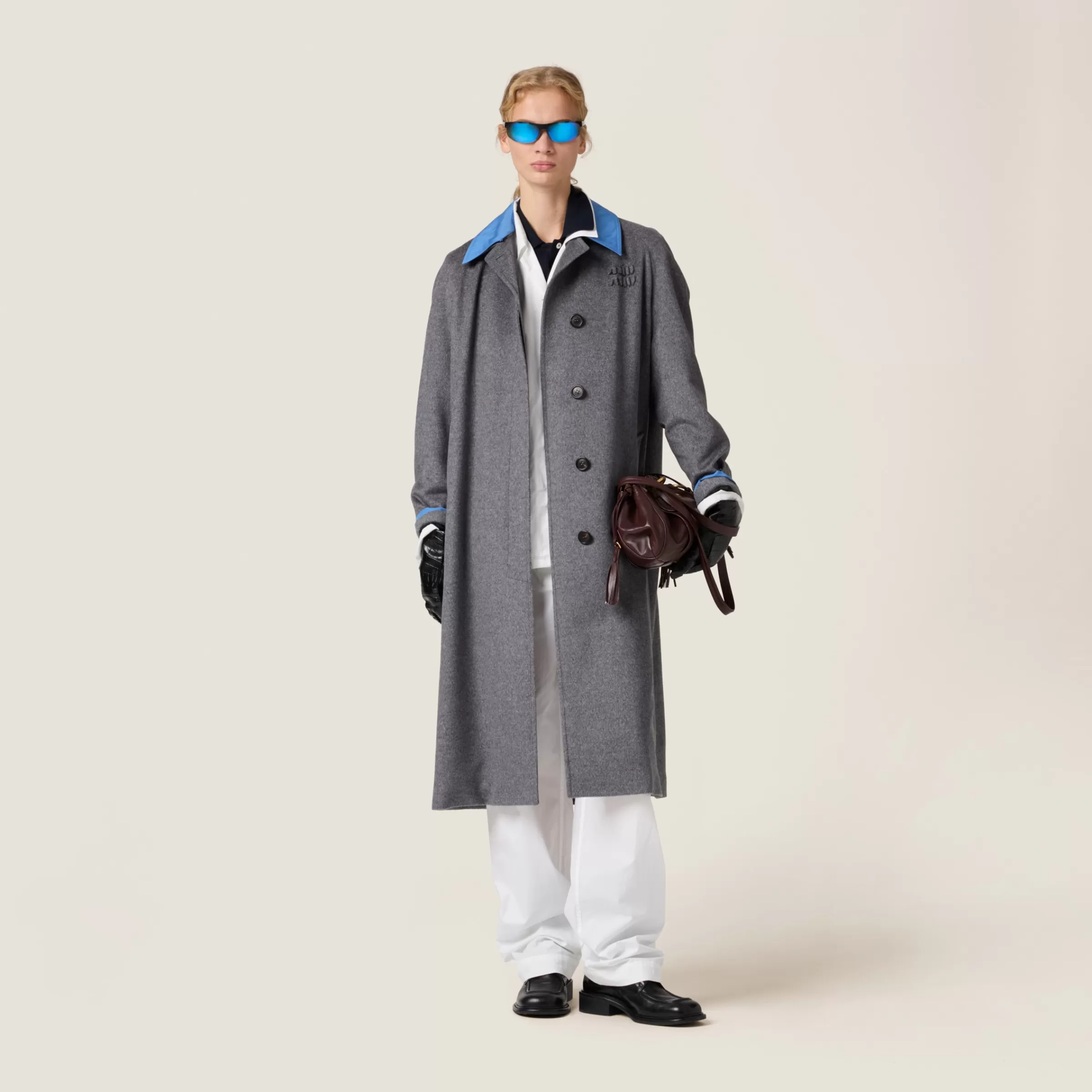 Miu Miu Soprabito monopetto in velour Grigio Shop