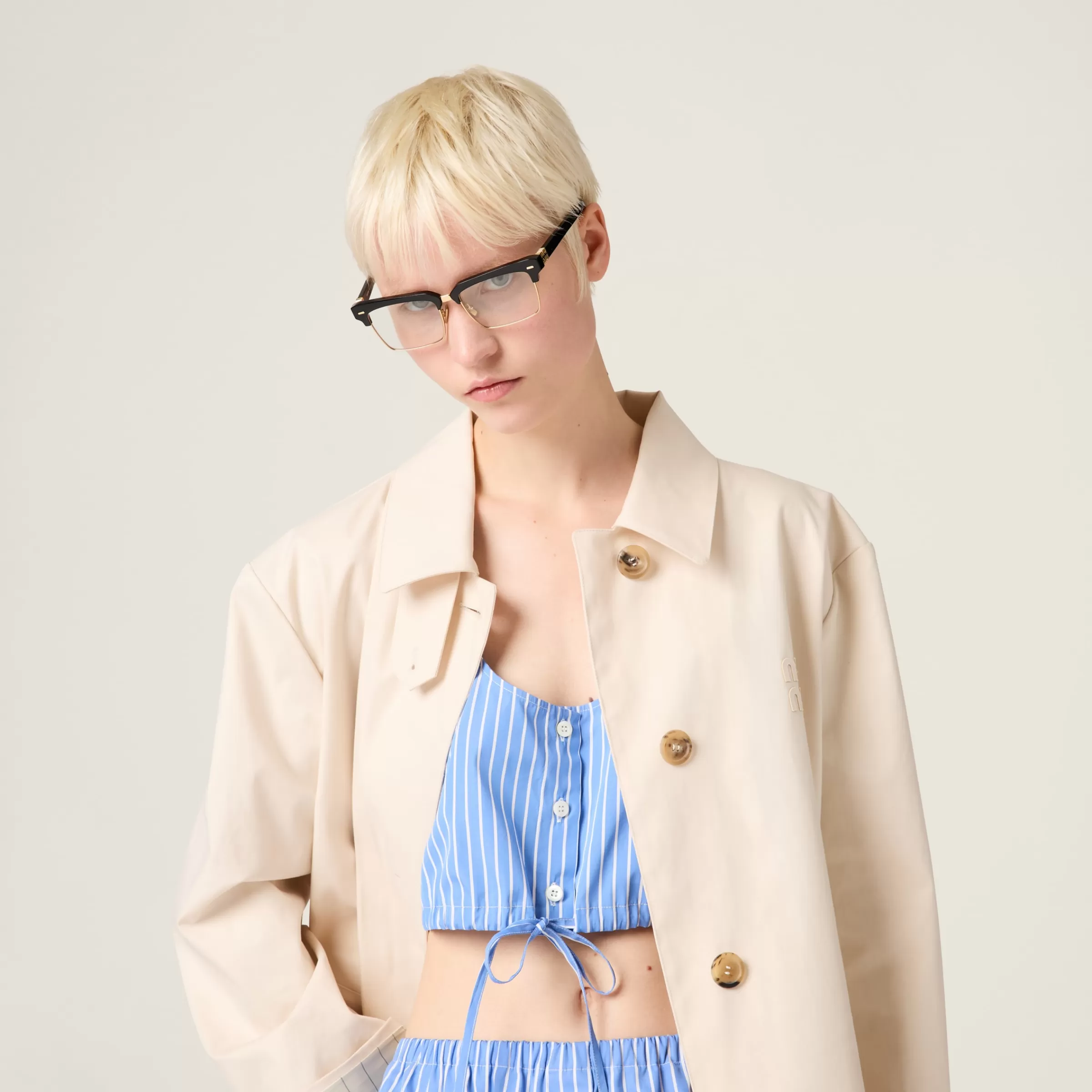 Miu Miu Top in cotone a righe AzzurroZaffiro Fashion