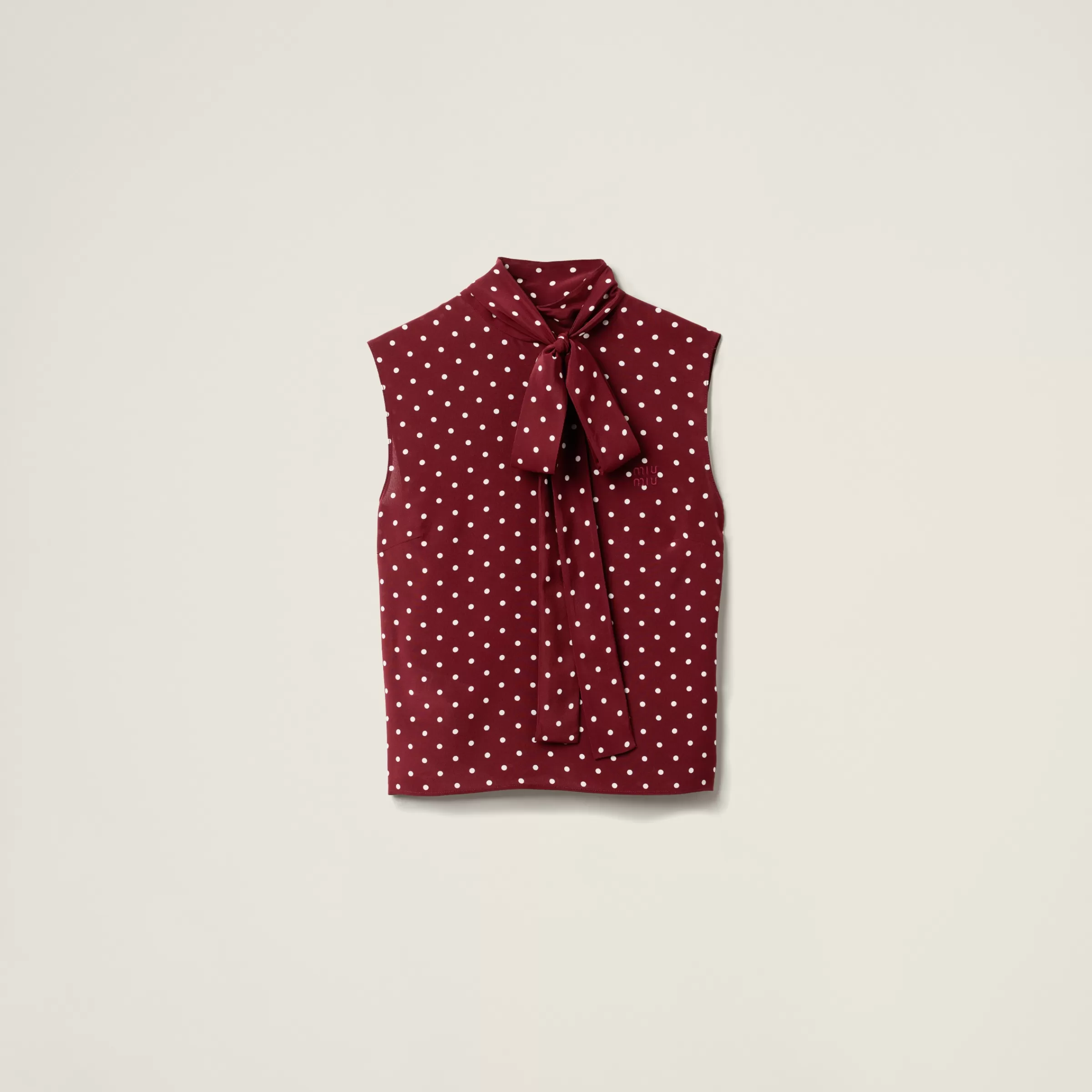 Miu Miu Top in crêpe de chine a pois Amaranto/Avorio Online