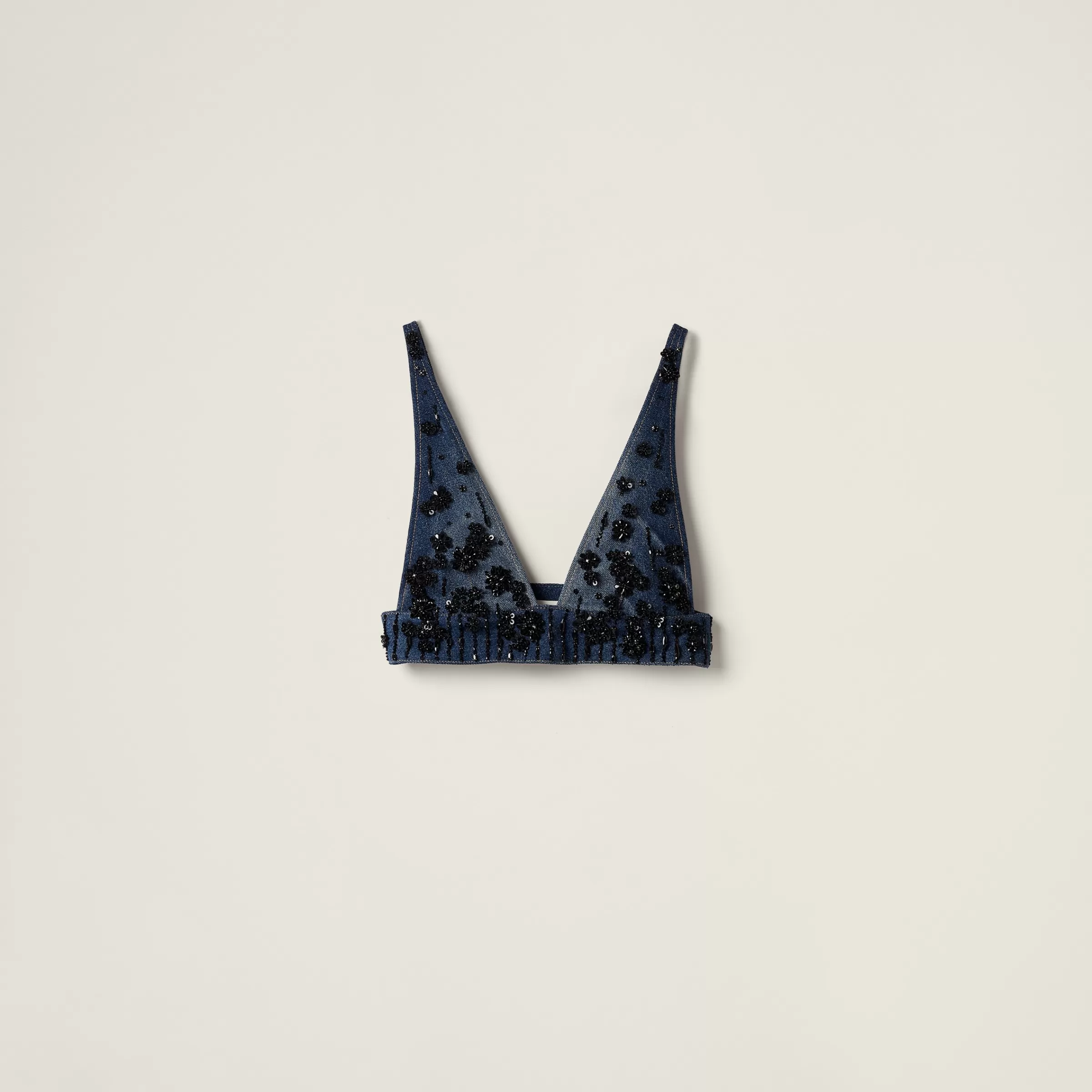 Miu Miu Top in denim con decorazione Blu Hot