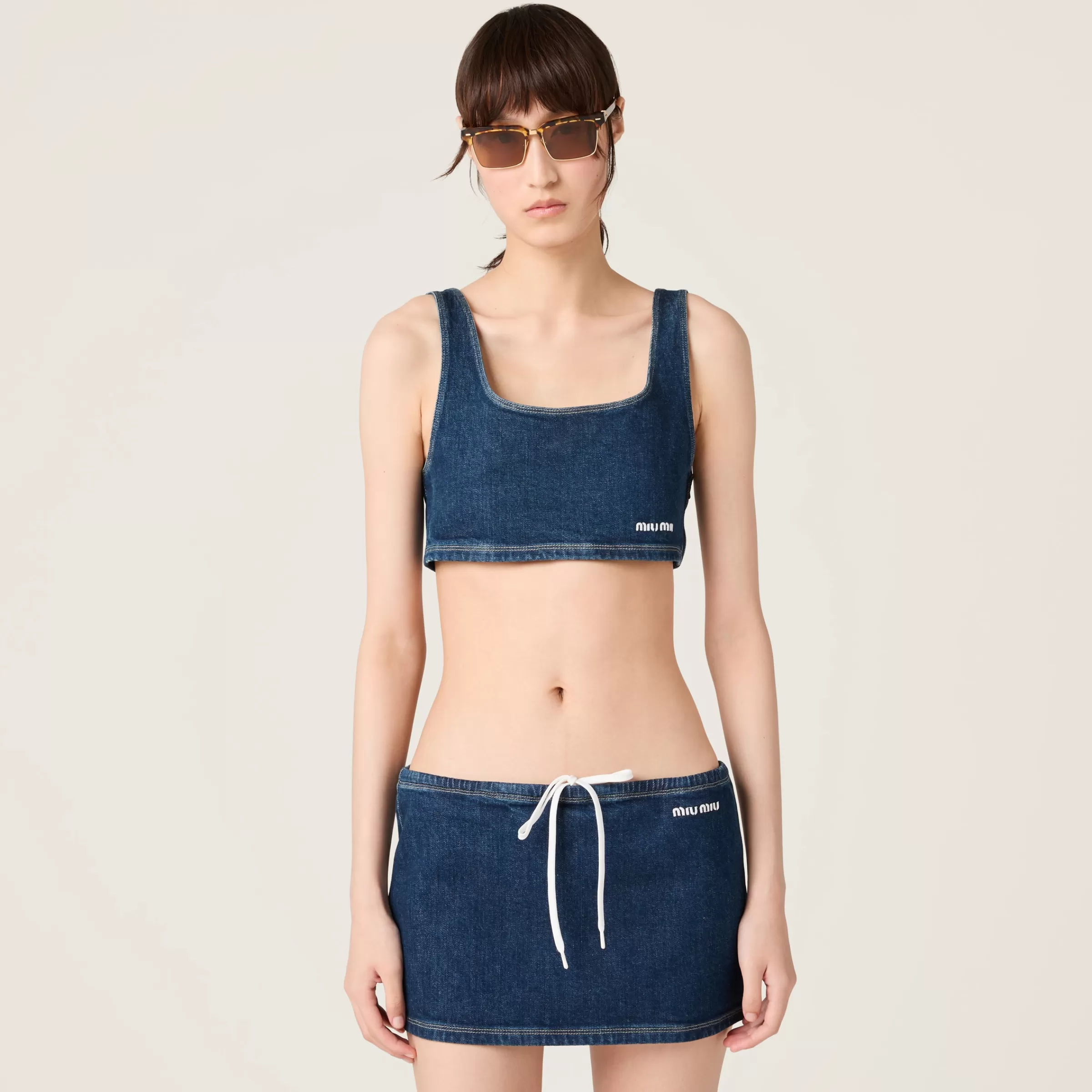 Miu Miu Top in denim stretch Blu Fashion