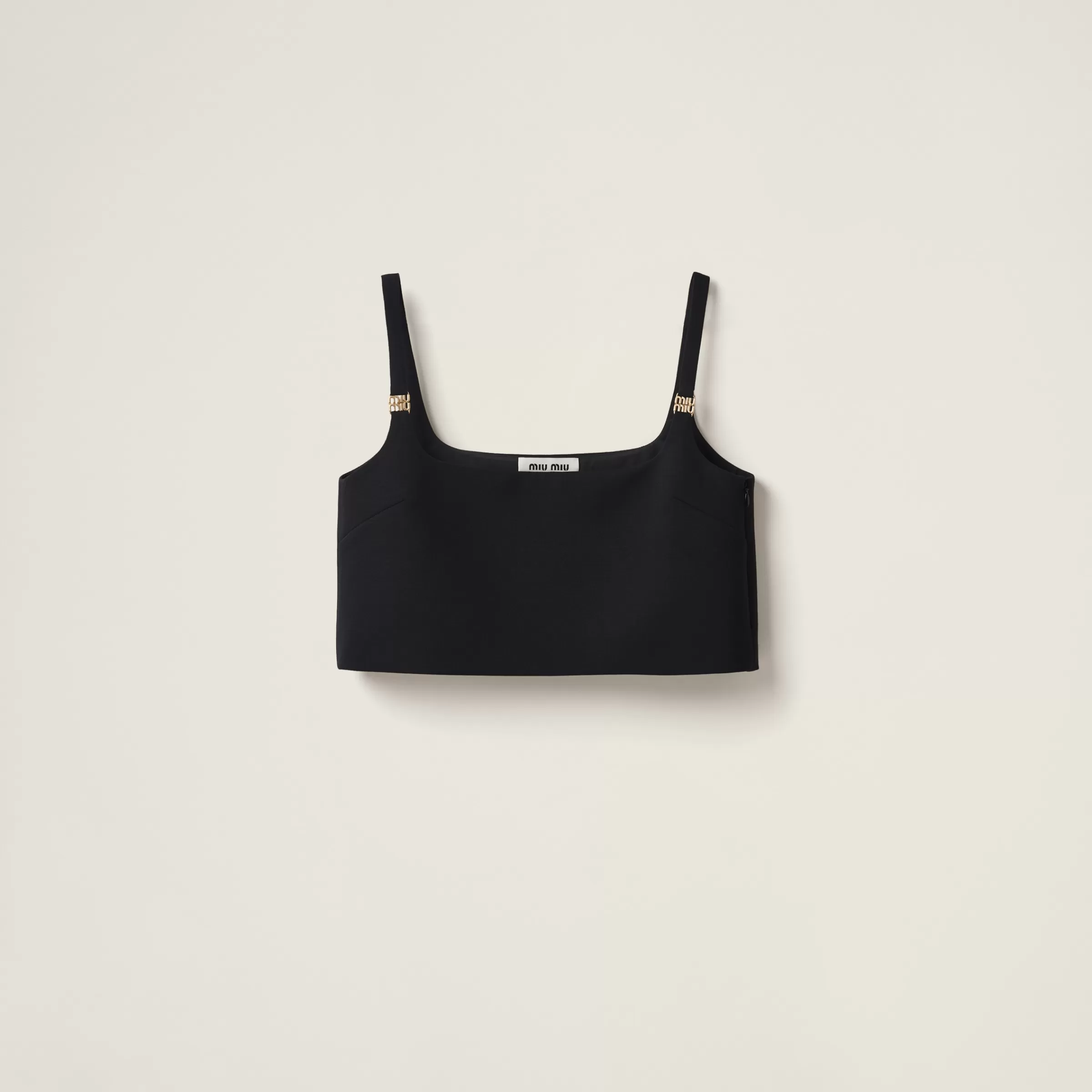 Miu Miu Top in grain de poudre Nero New