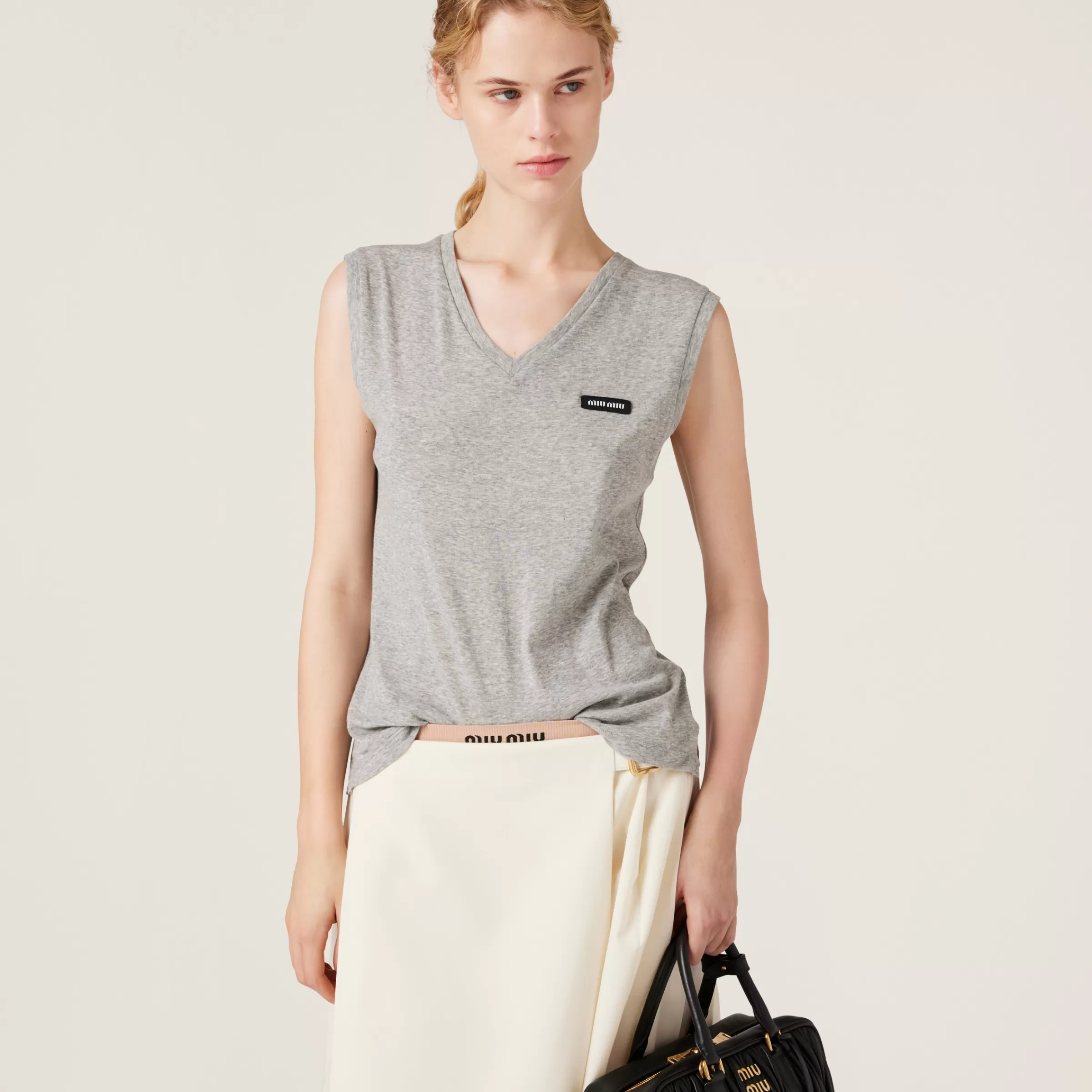 Miu Miu Top in jersey costina Grigio Best