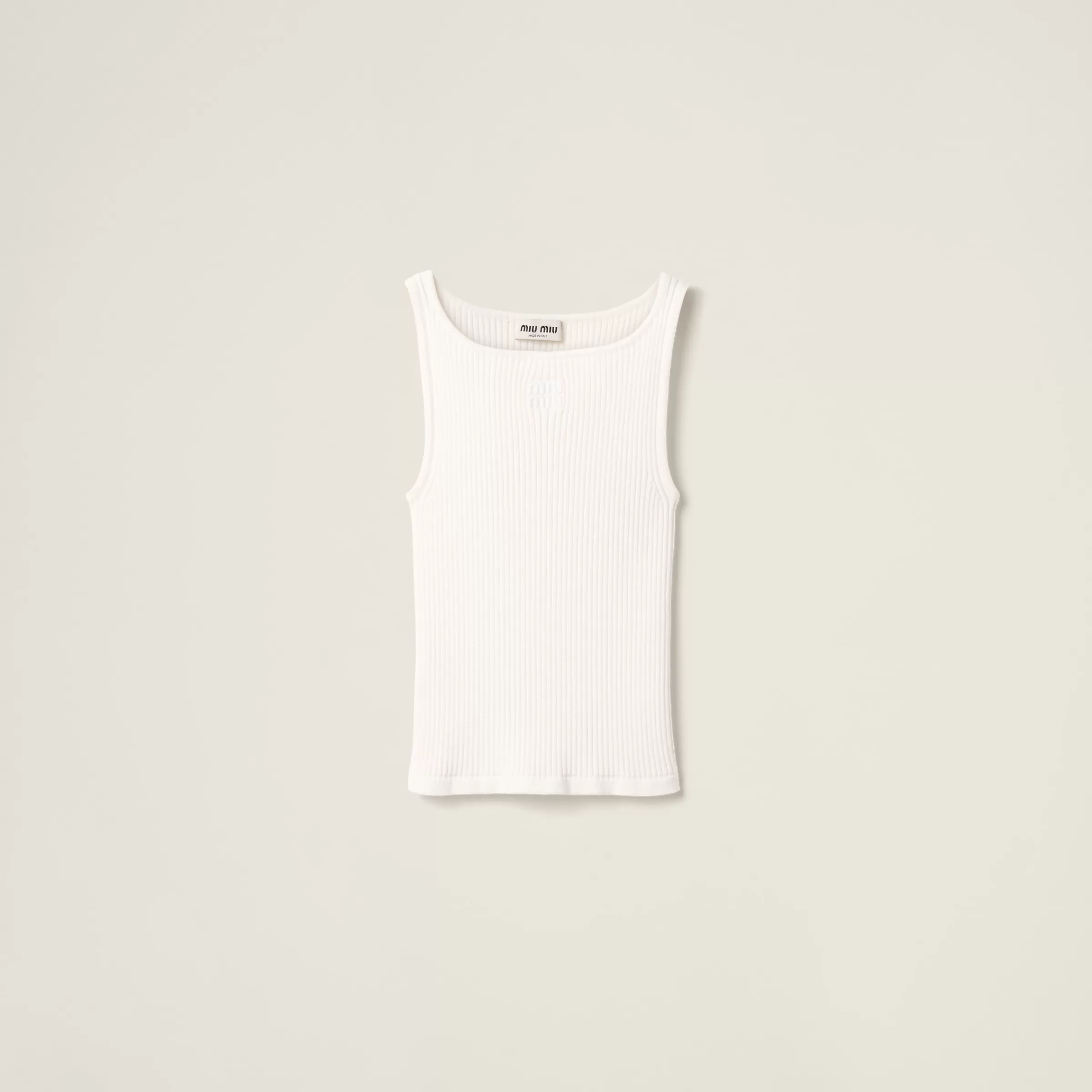 Miu Miu Top in lana a coste Bianco Clearance