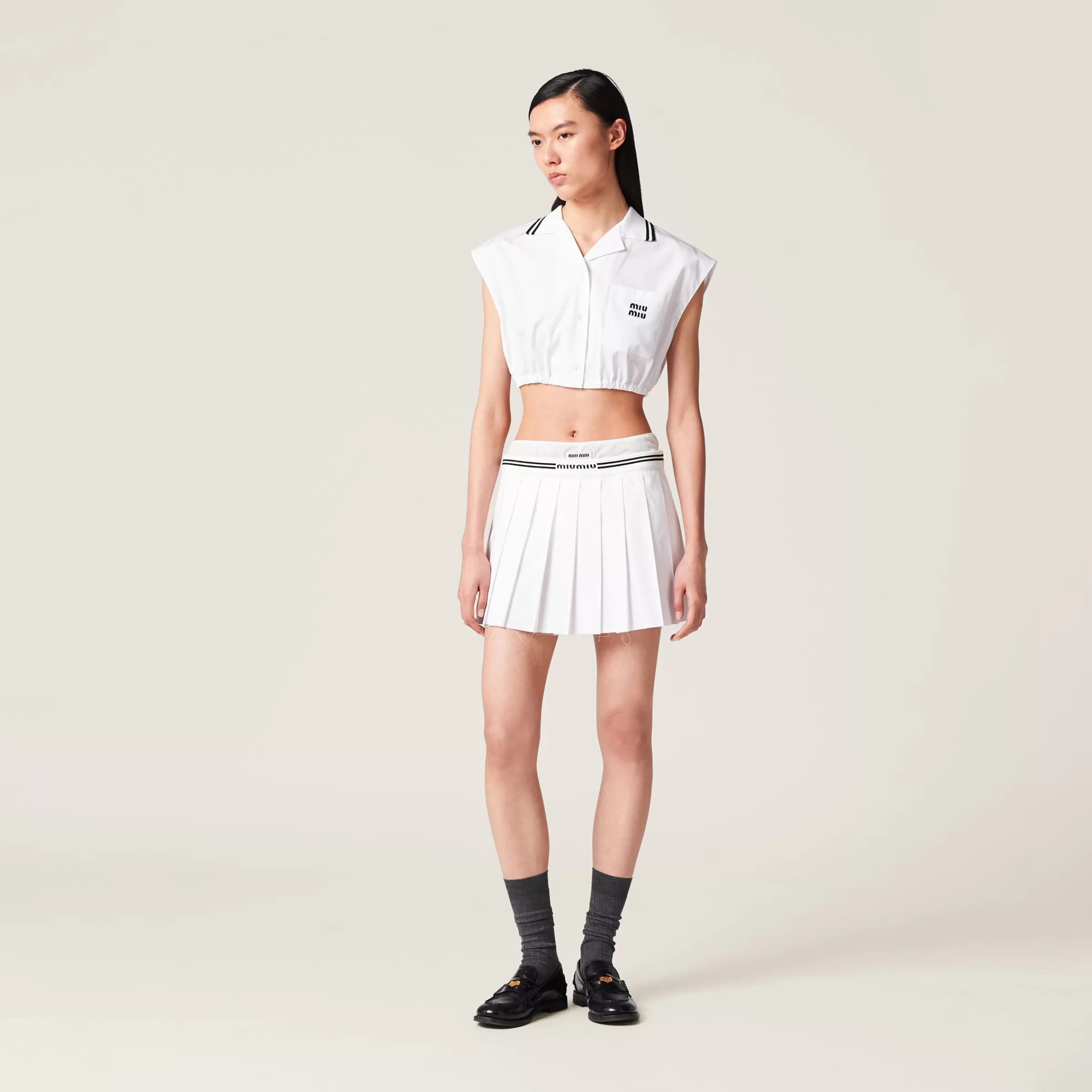 Miu Miu Top in popeline Bianco Online