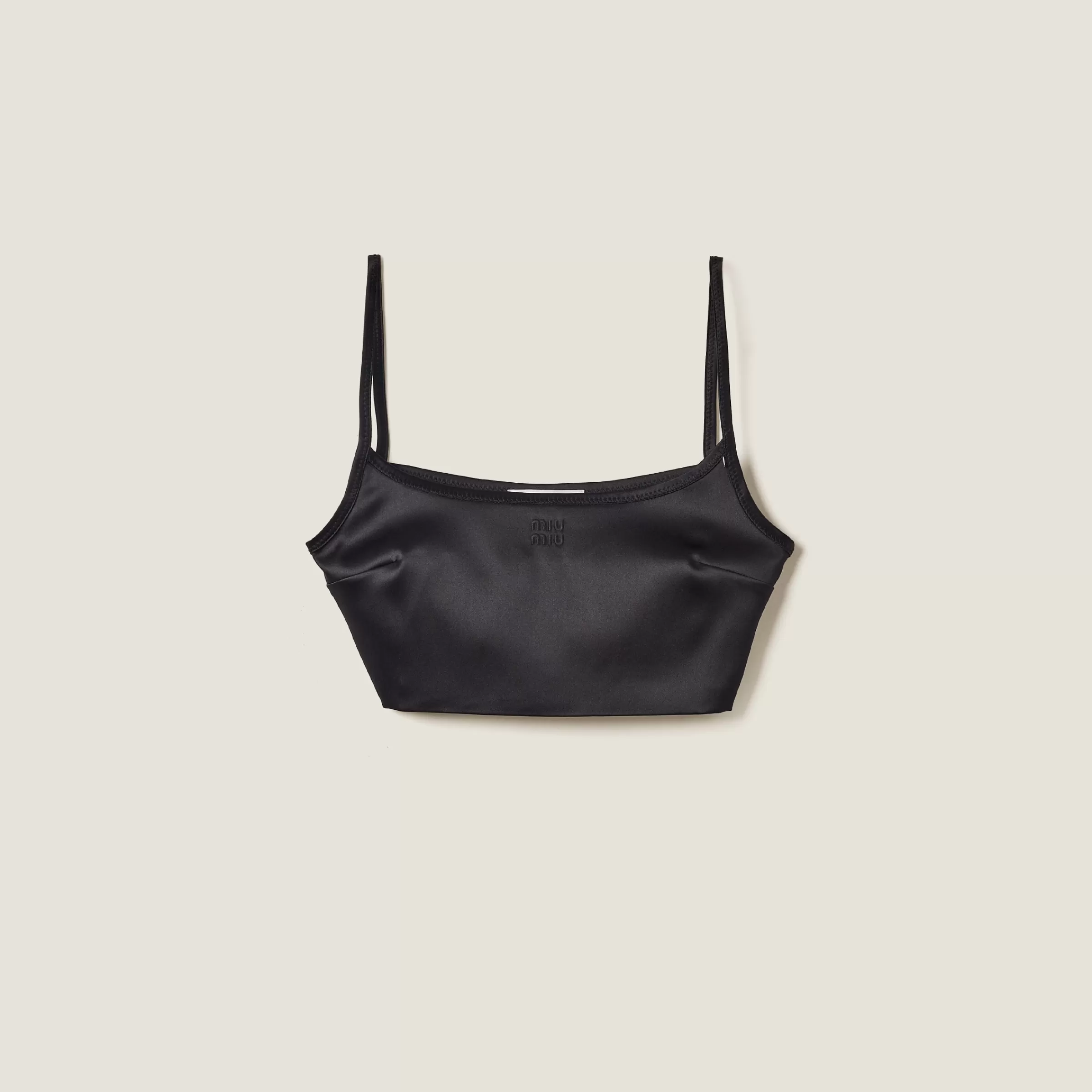 Miu Miu Top in raso stretch Nero Best Sale