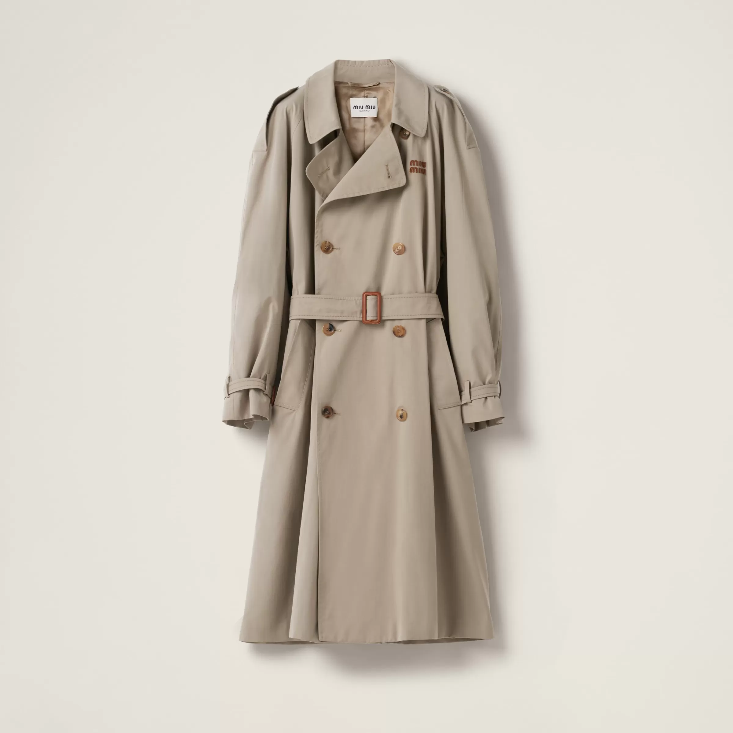 Miu Miu Trench doppiopetto in panama Argilla New