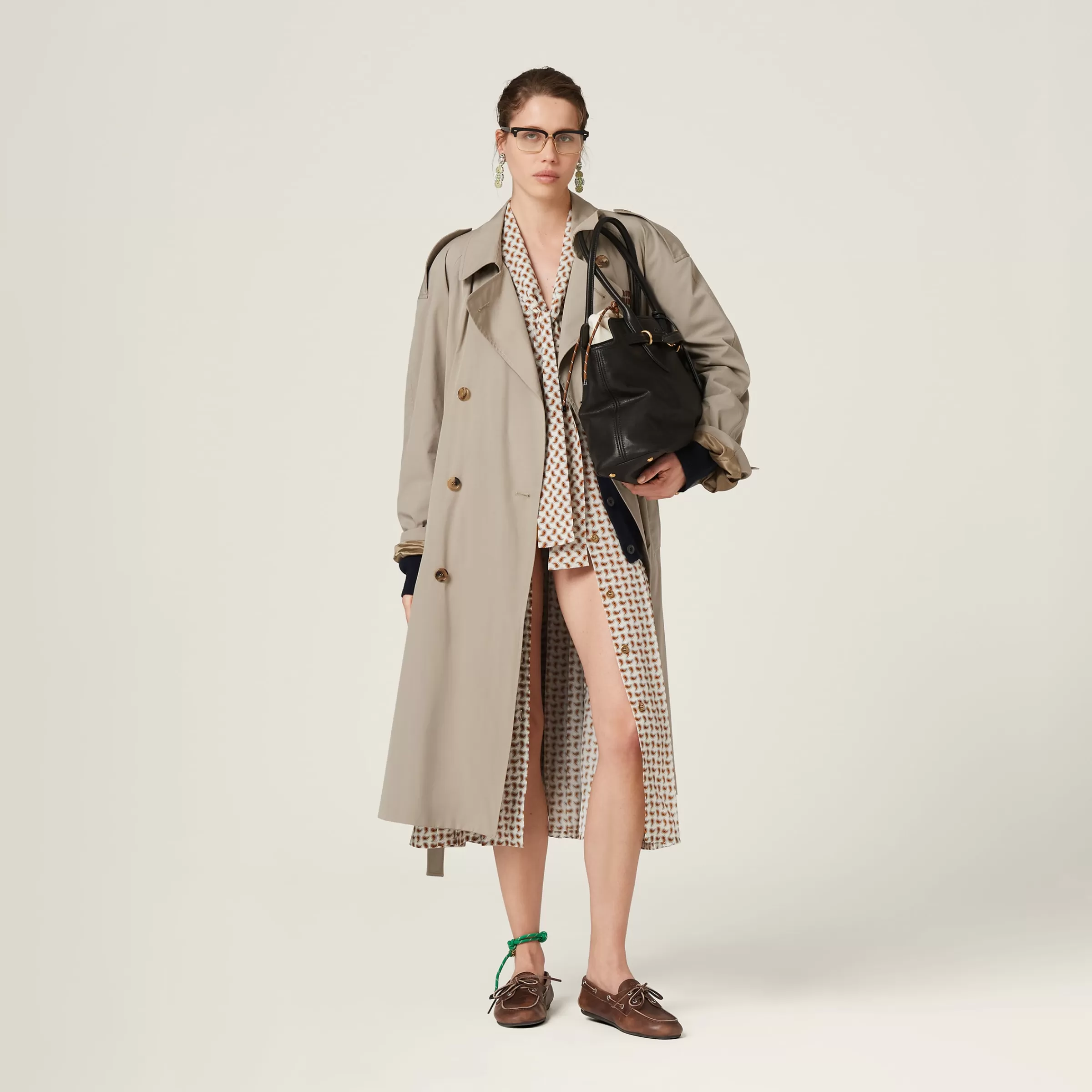 Miu Miu Trench doppiopetto in panama Argilla New