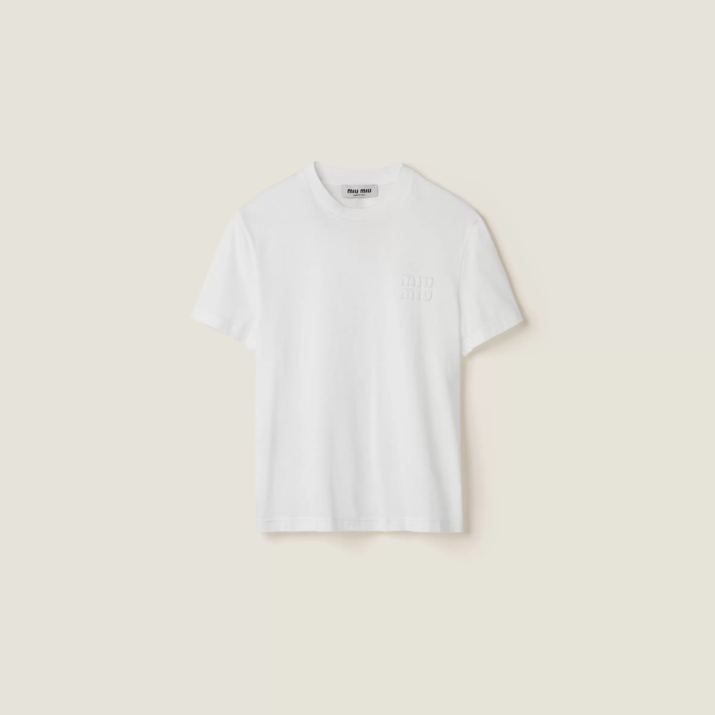 Miu Miu T-shirt in jersey con ricamo Bianco Online