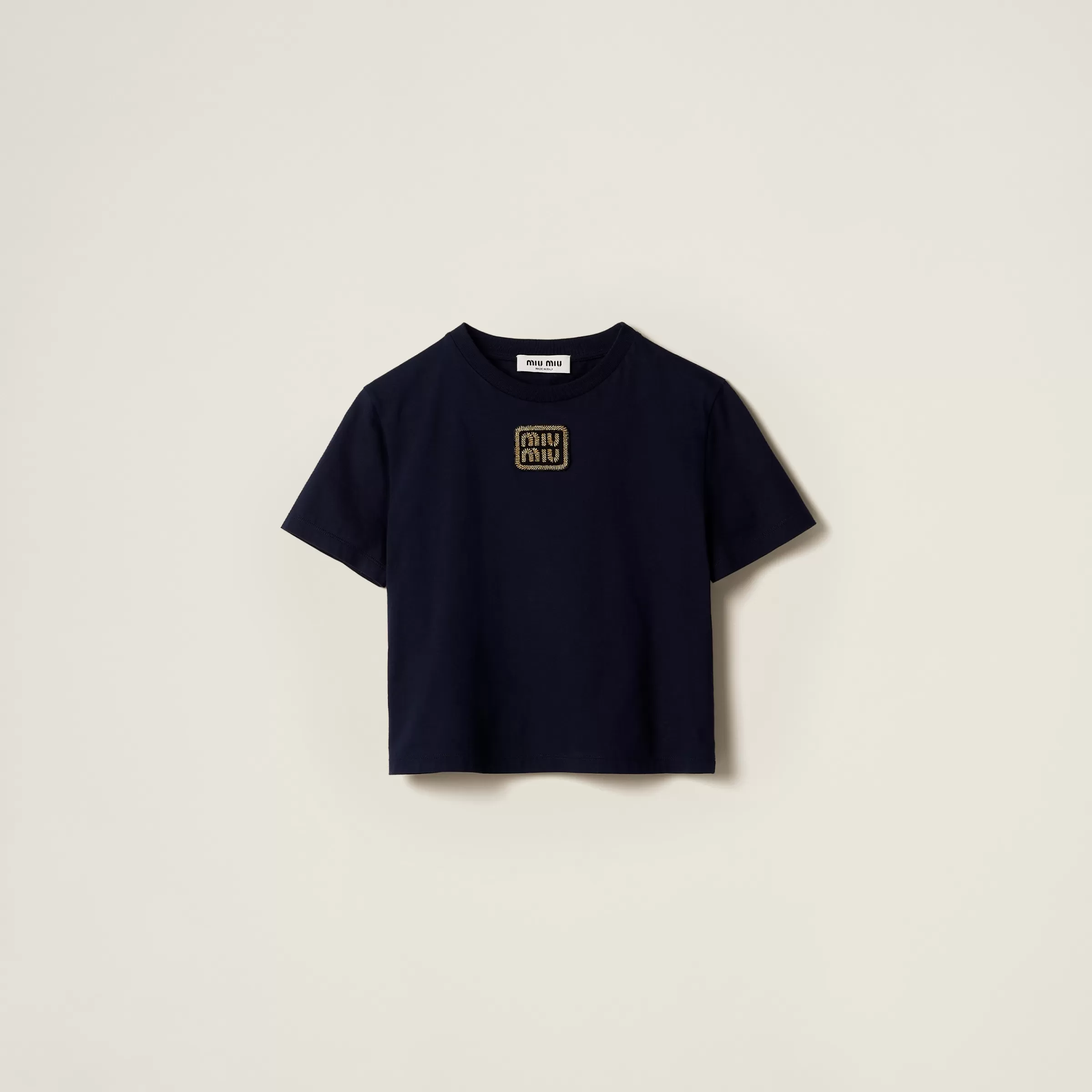 Miu Miu T-shirt in jersey di cotone Blu Cheap