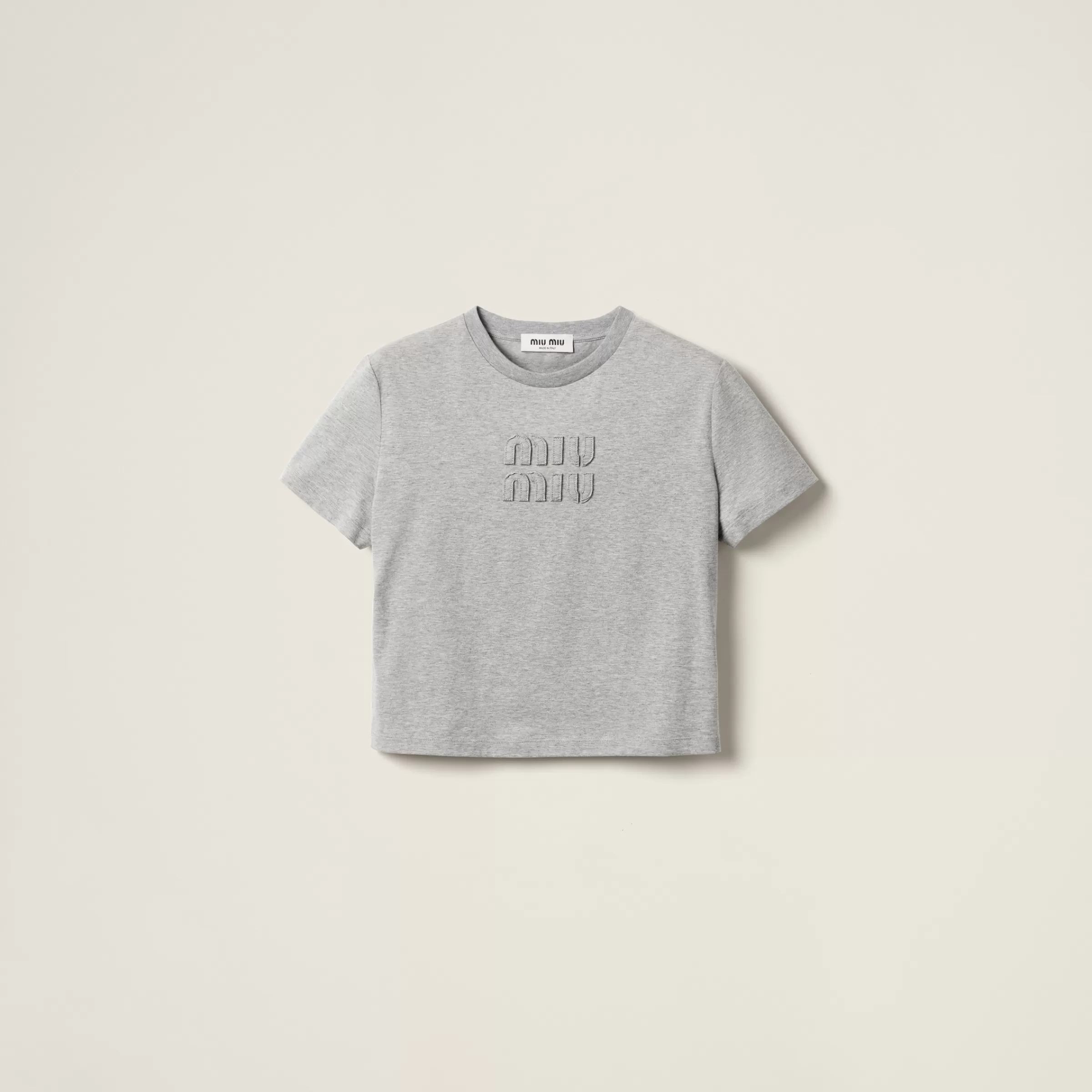 Miu Miu T-shirt in jersey di cotone Grigio Cheap