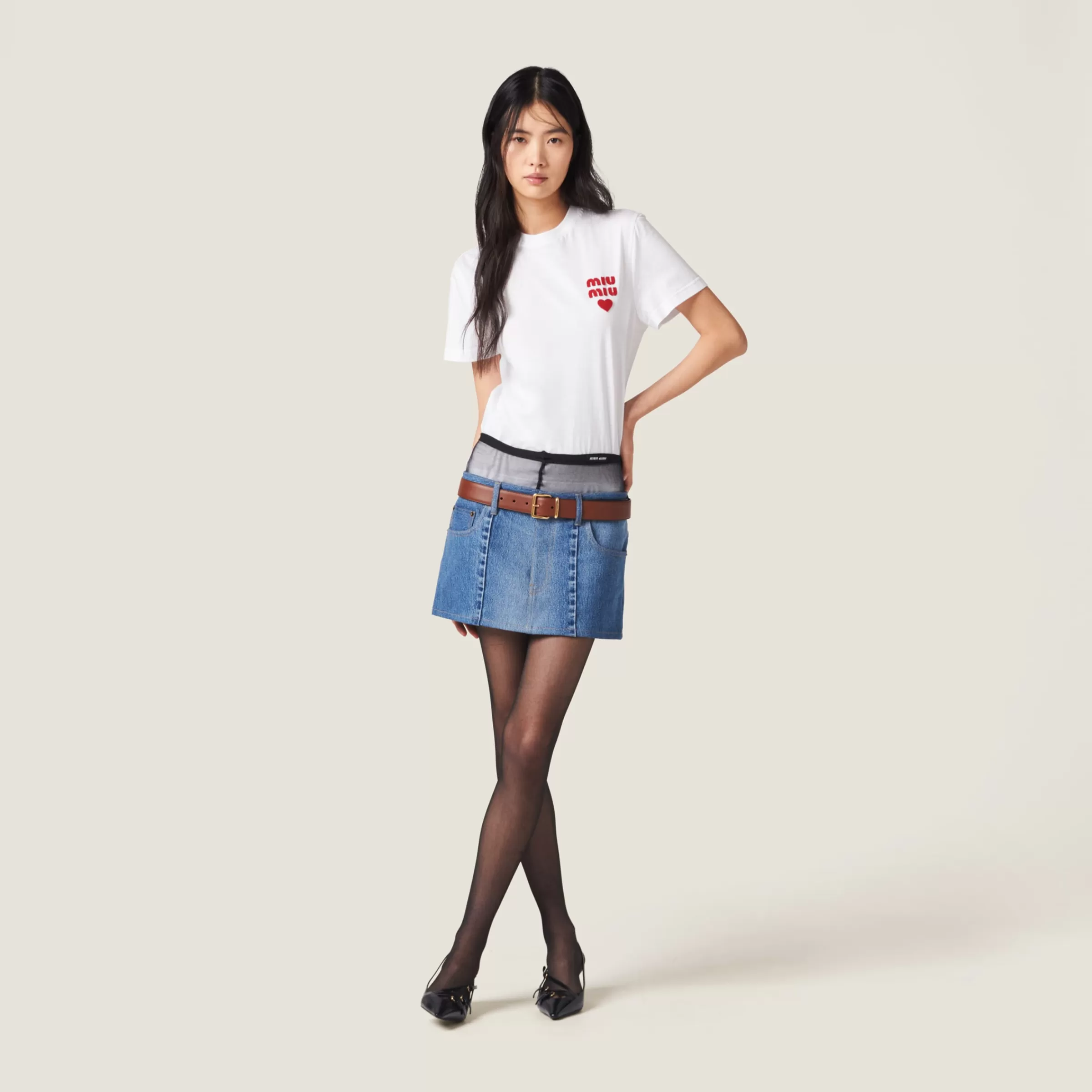 Miu Miu T-shirt in jersey di cotone Bianco Cheap